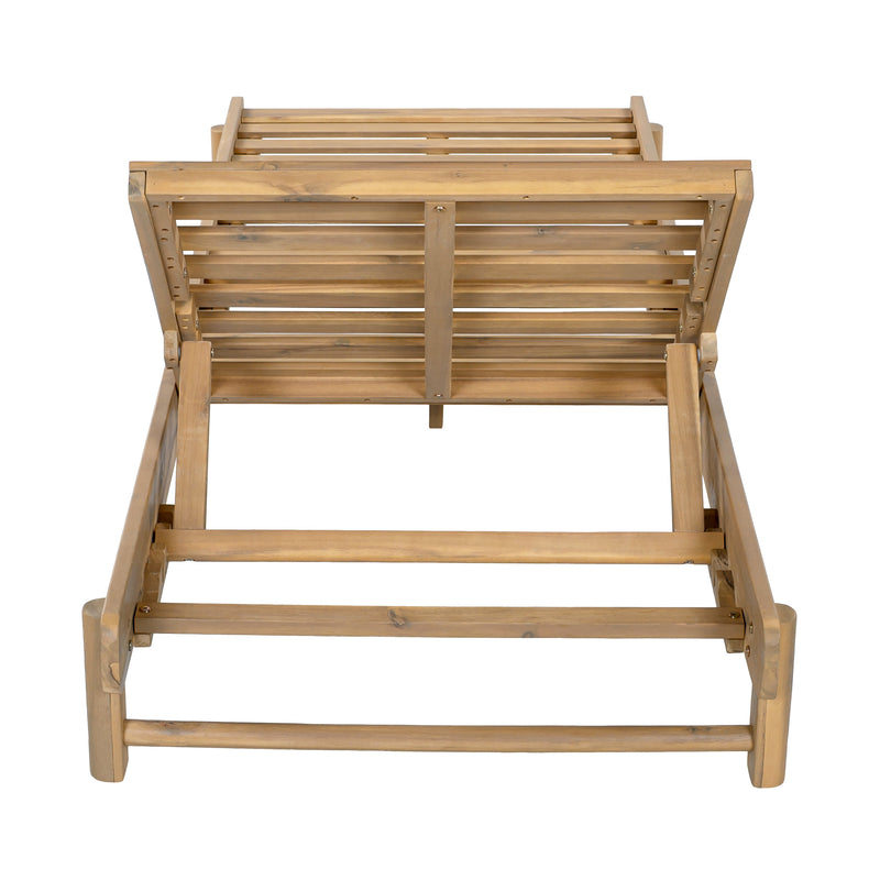 Light Teak Finish Acacia Wood Chaise Lounge Frame, photo 7 of 10
