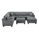 Contemporary U - Shaped Sectional Sofa With Movable Storage Ottoman by Unique Piece Furniture