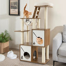 57 Inch Cat Tree Tower Multi-Level Activity Center with Scratching Posts-Natural by LJGDeals