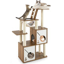 57 Inch Cat Tree Tower Multi-Level Activity Center with Scratching Posts-Natural by LJGDeals