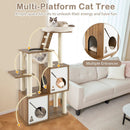 57 Inch Cat Tree Tower Multi-Level Activity Center with Scratching Posts-Natural by LJGDeals