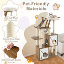 57 Inch Cat Tree Tower Multi-Level Activity Center with Scratching Posts-Natural by LJGDeals