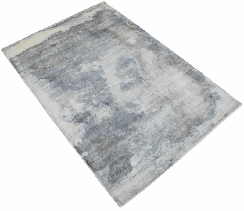 5.7x8 Rug, Abstract Red and Gray Rug made with Viscose Art Silk