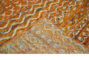 Hand Knotted Gold, Rust and Ivory Modern Contemporary Tribal Trellis Recycled Silk Area Rug