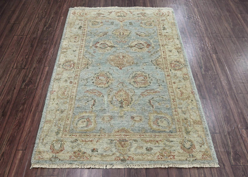 4x6 LoomBloom Aqua Hand Knotted 100% Wool Turkish Oushak Traditional Oriental Area Rug