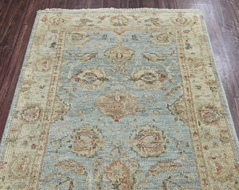 4x6 LoomBloom Aqua Hand Knotted 100% Wool Turkish Oushak Traditional Oriental Area Rug