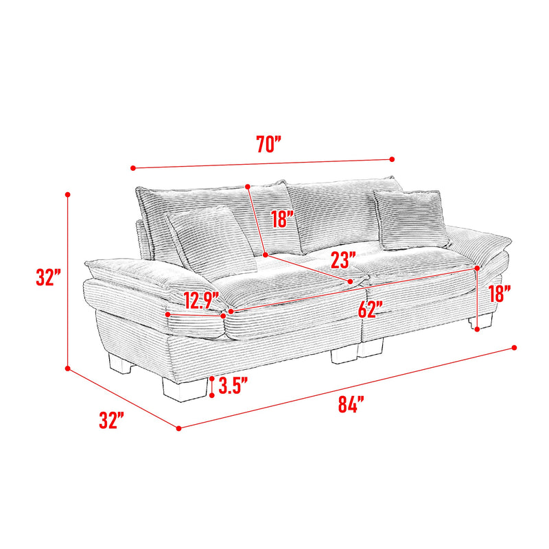 Walker Edison | Corduroy Cloud Loveseat Couch