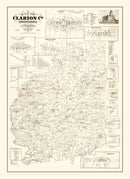 Vintage Map of Clarion County, Pennsylvania 1865