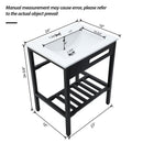 Console Sink With Legs, 24" X 18", Durable Porcela With Frame - White / Black by HouseOfZazla