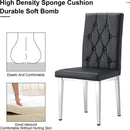 8 piece set of black armless dining chairs brings a touch of elegance and mystery to the dining area with its deep black tone,The grid and buckle design of the back add a vintage yet fashionable touch