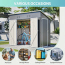4x8 Slope-Roof Reinforced Storage Shed with Weatherproof Sloping Roof & 4 Air Vents, Heavy-Duty Sturdy Metal Frame, Left/Right Optional Door, Outdoor Tool Shed Warehouse for Garden Storage Pet House by Montret