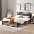 Modern Bed Frame With LED Lights, Upholstered Headboard, USB Charging by Unique Piece Furniture