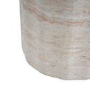 Elegant Indoor / Outdoor Lightweight Concrete Side Table With Travertine - Beige