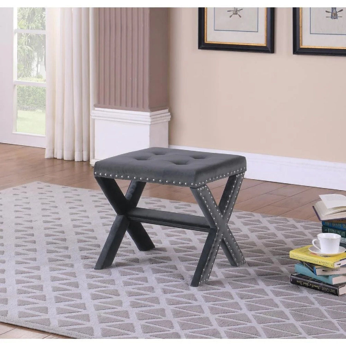Upholstered Accent Bench With Nailhead Trim, photo 9 of 23