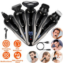 5 In 1 Electric Razor Shaver Rechargeable Cordless Head Beard Trimmer Shaver Kit IPX6 Waterproof Dry Wet Grooming Kit