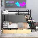 Full Size Bunk Bed With Built In Desk, Light, And 2 Drawers - Black by HouseOfZazla