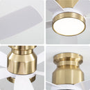 Flush Mount Ceiling Fan With LED Light 22W And Remote Control Blades / Body, DC Motor
