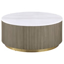 Jason 3-piece Round White Marble Coffee Table Set Greige