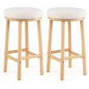 27" Bar Stools Set of 2 Upholstered Barstools with Boucle Fabric Seats-White