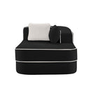 ELYSEES Right Chaise Sofa With Pillows Teddy Fabric - Black