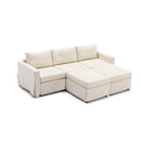 3 Seat Module Sectional Sofa Couch With 2 Ottoman,Seat Cushion and Back Cushion Removable and Washable,Cream