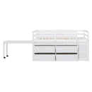 Loft Bed With Retractable Writing Desk And 4 Drawers, With Lateral Portable Desk And Shelves by HouseOfZazla