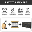 9 Drawer Dresser for Bedroom, Metal Profile Chest of Drawers