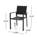 Baird Outdoor Mesh and Aluminum Dining Chairs - Black