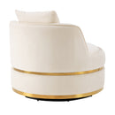 360 Degree Swivel Accent Chair Velvet Modern Upholstered Barrel Chair Over-Sized Soft Chair with Seat Cushion for Living Room, Bedroom, Office, Apartment, Beige