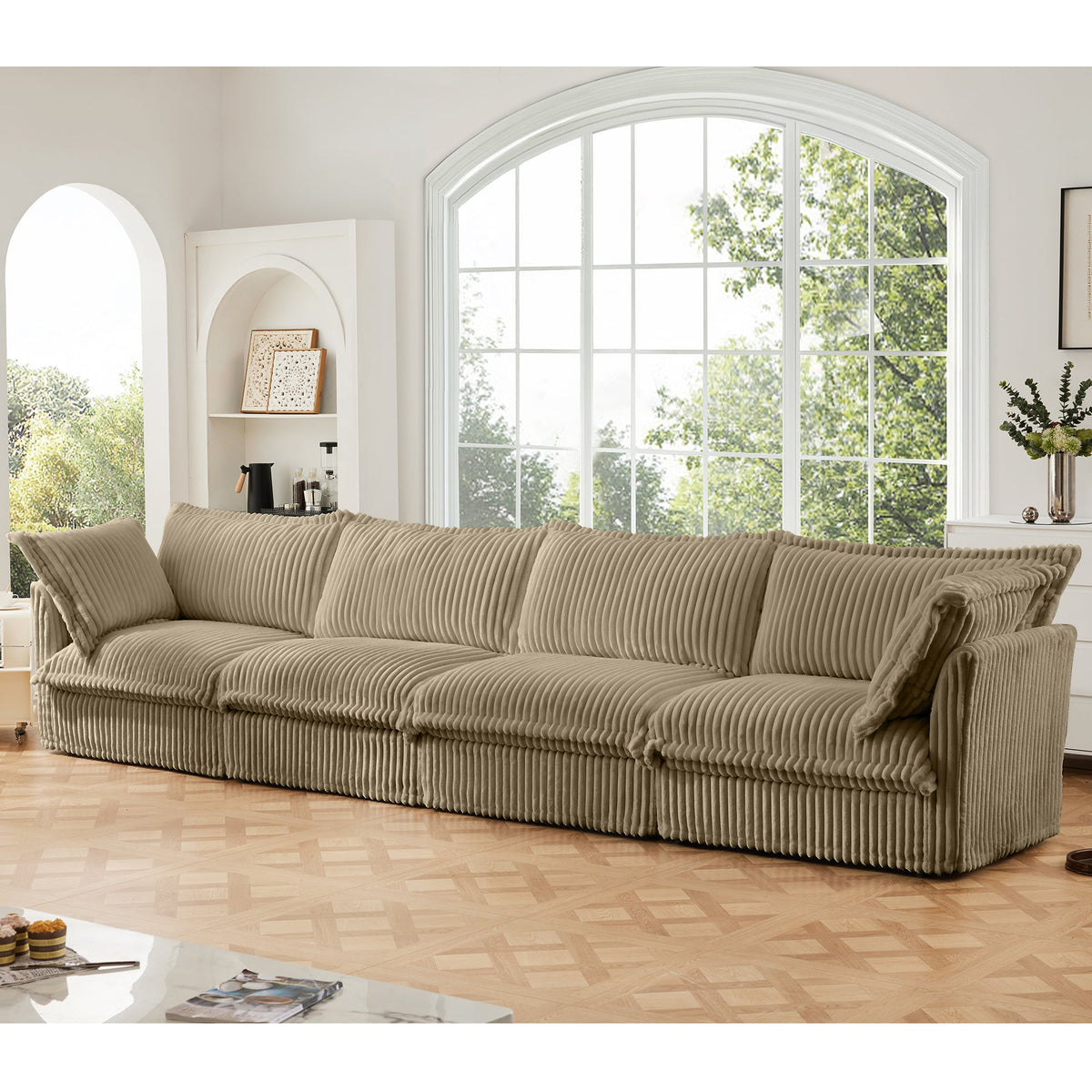 Slipcovered Long Sofa - 4 Seater Couch, photo 3 of 10
