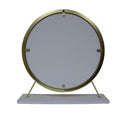 Adao Vanity Mirror & Stool in Faux Fur, Mirror, White & Brass Finish