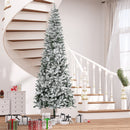 HOMCOM 9ft Unlit Snow-Flocked Slim Pine Artificial Christmas Tree