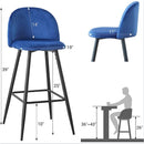 Bar Stool (Set of 2) Modern Counter Bar Height Chair With Back, Sturdy Metal Legs & Footrests, Island Stool For Kitchen Bar - Blue by HouseOfZazla