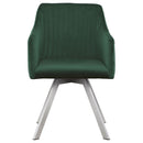 Tufted Swivel Dining Chair With Slim Sloped Arms - Green