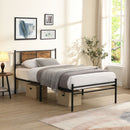 ModerMetal Bedframe With Wood Panel Headboard by Unique Piece Furniture