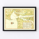 Vintage Map of New York Region, 1670