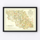 Vintage Map of Iberville Parish, Louisiana 1883