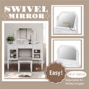 Elegant Makeup Vanity Desk With Adjustable Mirror And Storage And Construction - White by HouseOfZazla