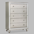 5 Drawer Bedroom Chest With Diamond Patterned Fronts - Silver by HouseOfZazla