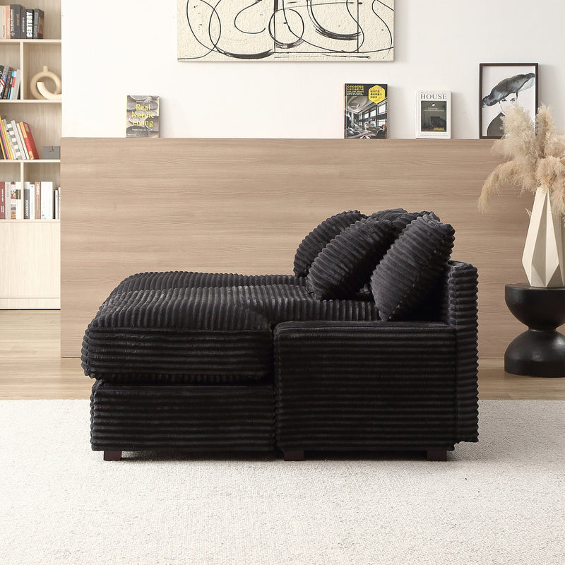 74.8" Modern Luxury Twins Sofa Couch for Living Room Quality Corduroy Upholstery Sleeper Sofa Bed Daybed Black