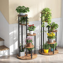 4 Tier Corner Plant Stand For Balcony, Garden & Patio - Rustic Brown by HouseOfZazla