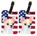 USA American Flag with Chihuahua Luggage Tag