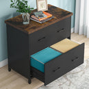 2 Drawer Lateral File Cabinet, A4 / Letter Size, Heavy Duty Storage For Home Office - Brown / Black by HouseOfZazla