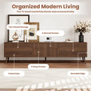 Fluted TV Stand With Storage Drawers And Cabinets For TVs Up To 80", Soft-Close Hinges, Cable Management - Walnut