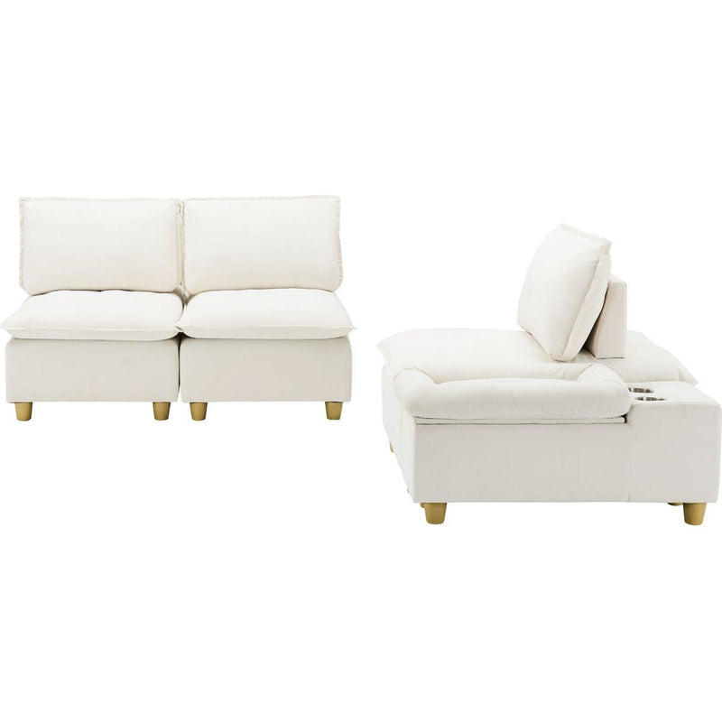 88-inch simple, modern and ultra-comfortable straight-row three-seater off-white flannel sofa is suitable for living rooms, bedrooms and balconies.