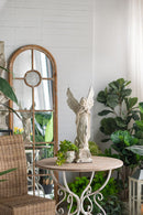 Round Wooden Table With Metal Scrollwork Legs - White Washed by HouseOfZazla