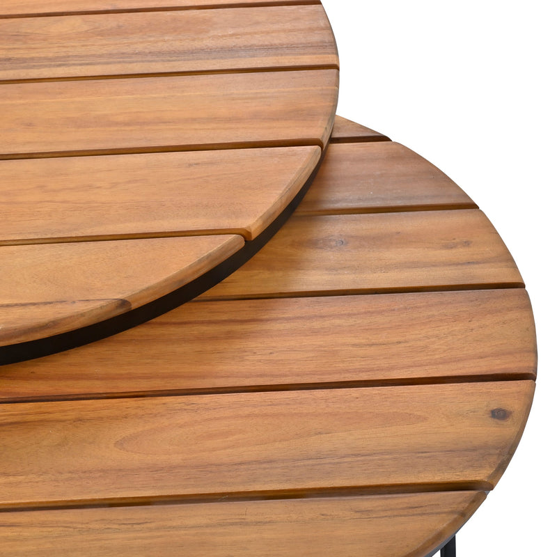 6-Piece Outdoor Sectional Sofa Set with Round Nesting Coffee Tables and Seating Sofa with Cushions for Patio, Porch and Garden (Grey)