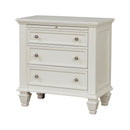 Cottage 3 Drawer Nightstand With Pull Out Tray - Cream White by HouseOfZazla
