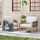 Outdoor Acacia Wood Club Chair with Handwoven Rope (Set of 2) by HouseOfZazla