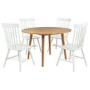 Andrews 5-piece Round Dining Table Set Light Ash and White